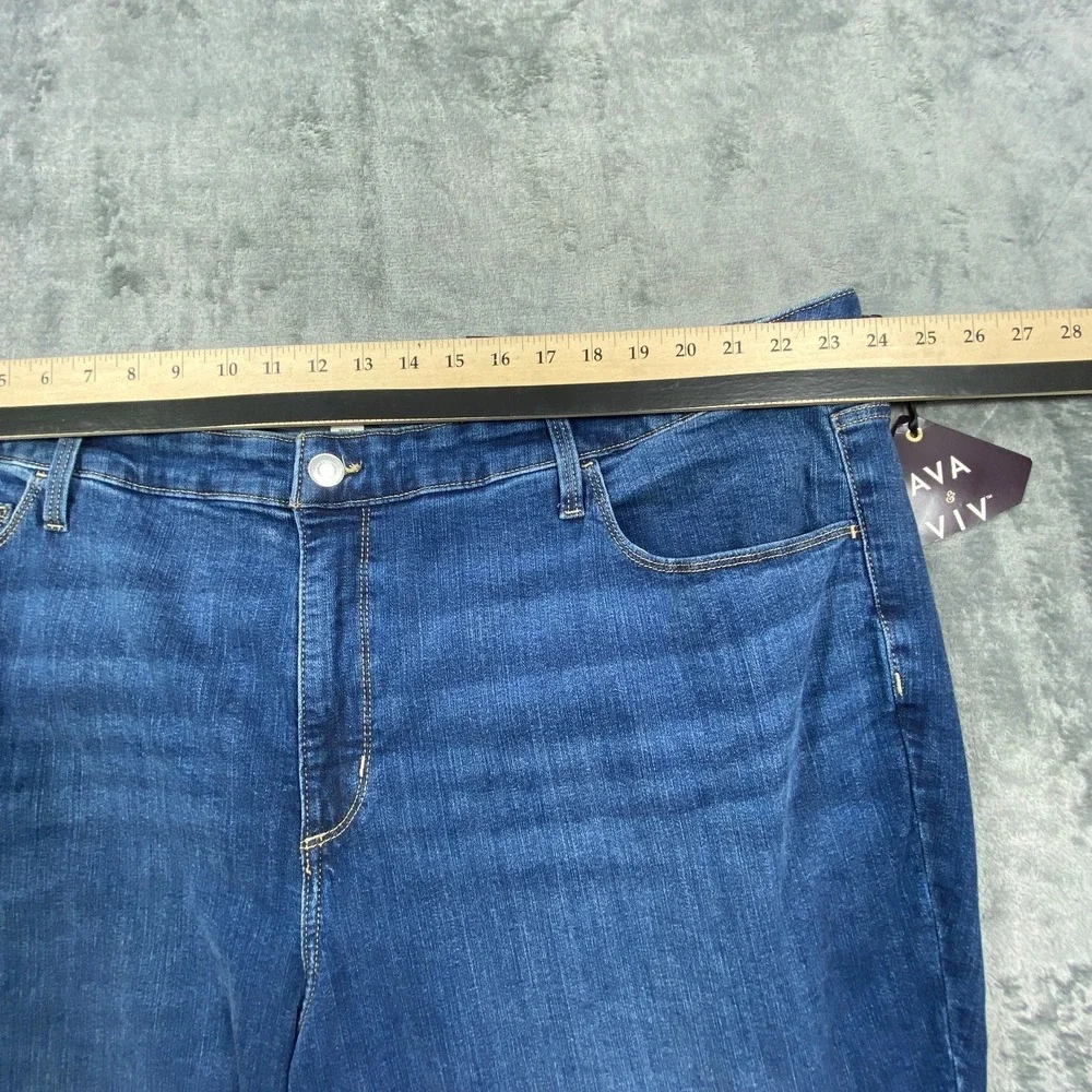 NWT Ava Viv Jeans Women 24 Blue Stretch High Rise Flare No‎ Gap Fade Medium Wash - Picture 4 of 9